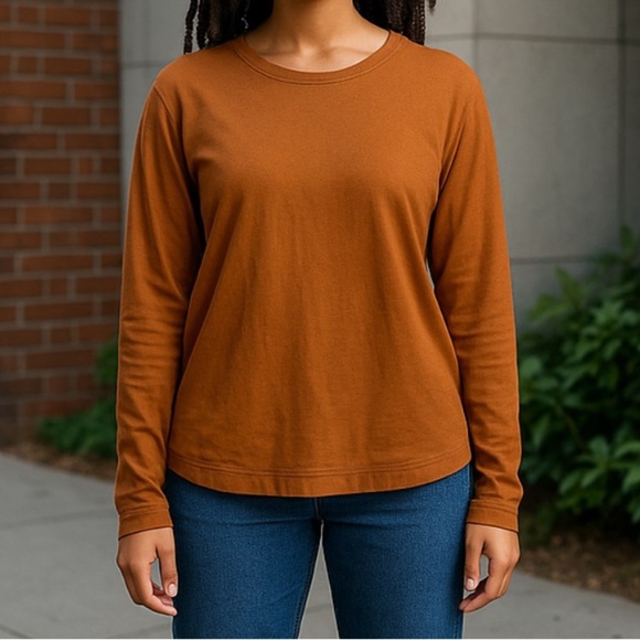 Lou & Grey by Loft Crew Neck LIghtweight Sweatshirt Brown color Womens Small - Picture 1 of 4